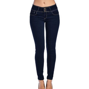 I & M Jeans Juniors Embezzled Rhinestones Dark Denim Skinny Mid-Rise Size 11